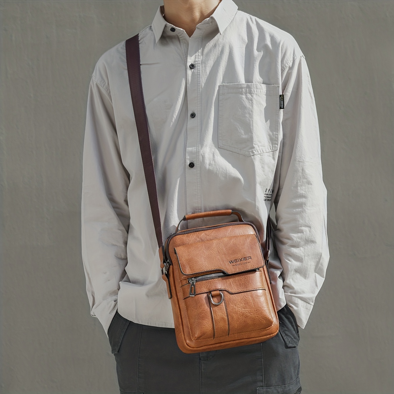 Men's New Shoulder Bag, Crossbody Bag For Men Messenger Bag Handbag, PU Leather Purse Messenger Crossbody Bags Casual New Product With Card Bag, PU Material With Card Holder Wallet - 图片 2