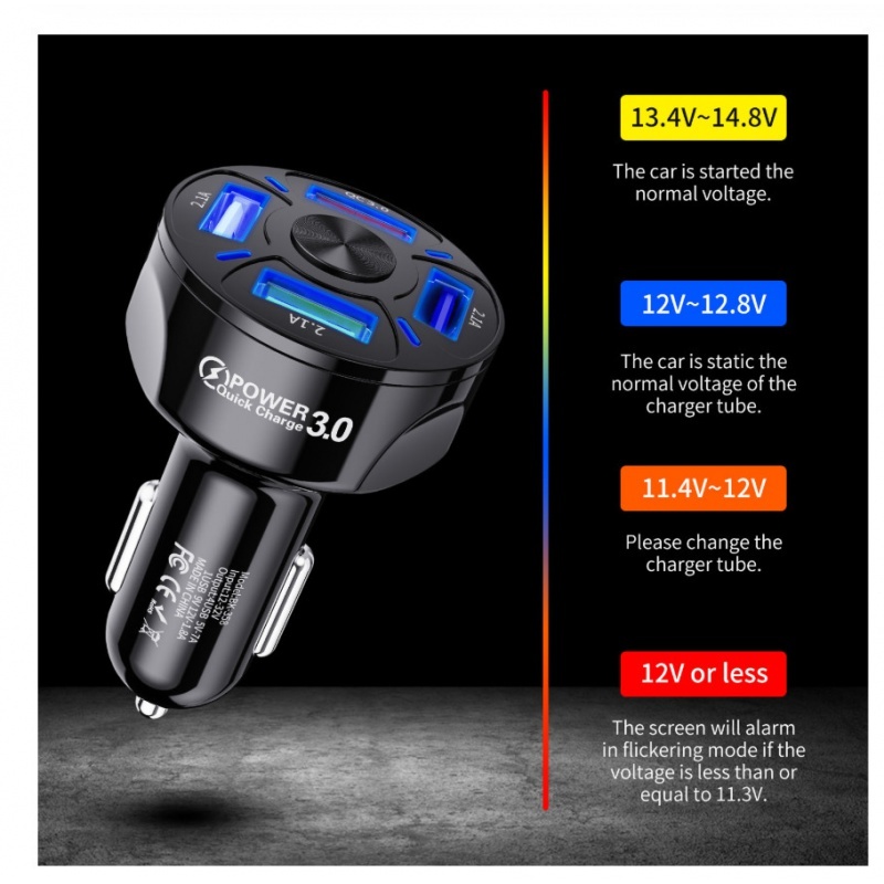 Fast Charge Car Charger One For Four Car Mobile Phone Charger Car Charger - 图片 3