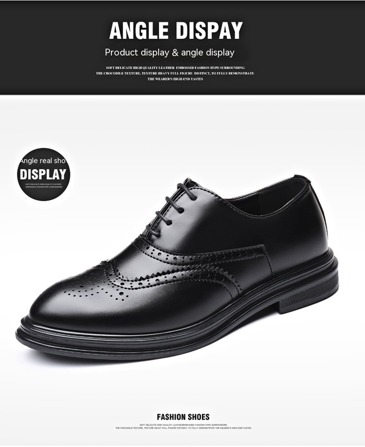 Autumn And Winter Brogue Men's Business Leather Shoes - 图片 9