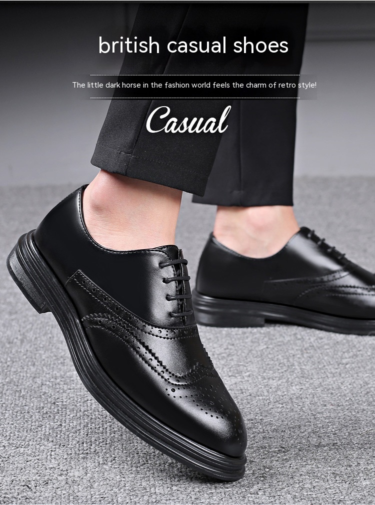 Autumn And Winter Brogue Men's Business Leather Shoes - 图片 10