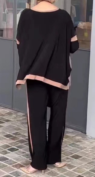 Women's Loose Plus Size Casual V-neck Top Shirt Blouse And Pants - 图片 9