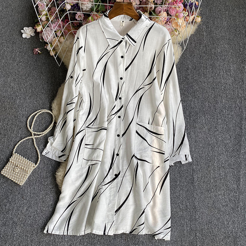 Women's Versatile Striped Long Sleeved Dress - 图片 4