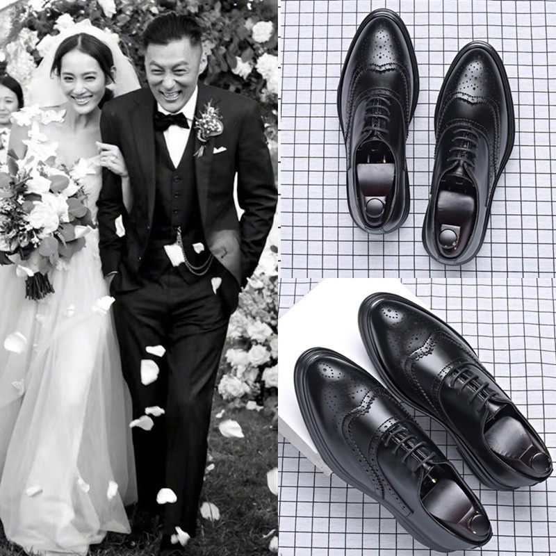 Autumn And Winter Brogue Men's Business Leather Shoes - 图片 3