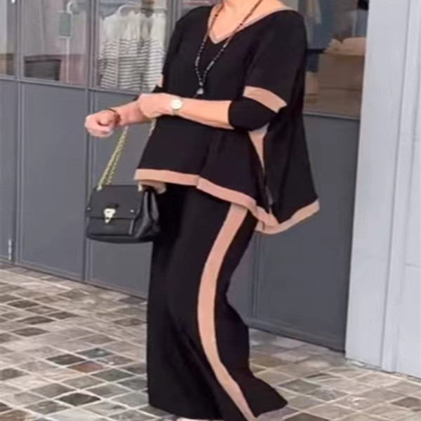 Women's Loose Plus Size Casual V-neck Top Shirt Blouse And Pants