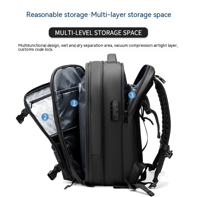 Travel Backpack Men's Business Multifunction Computer Bag Vacuum Compression Large-capacity Backpack - 图片 2