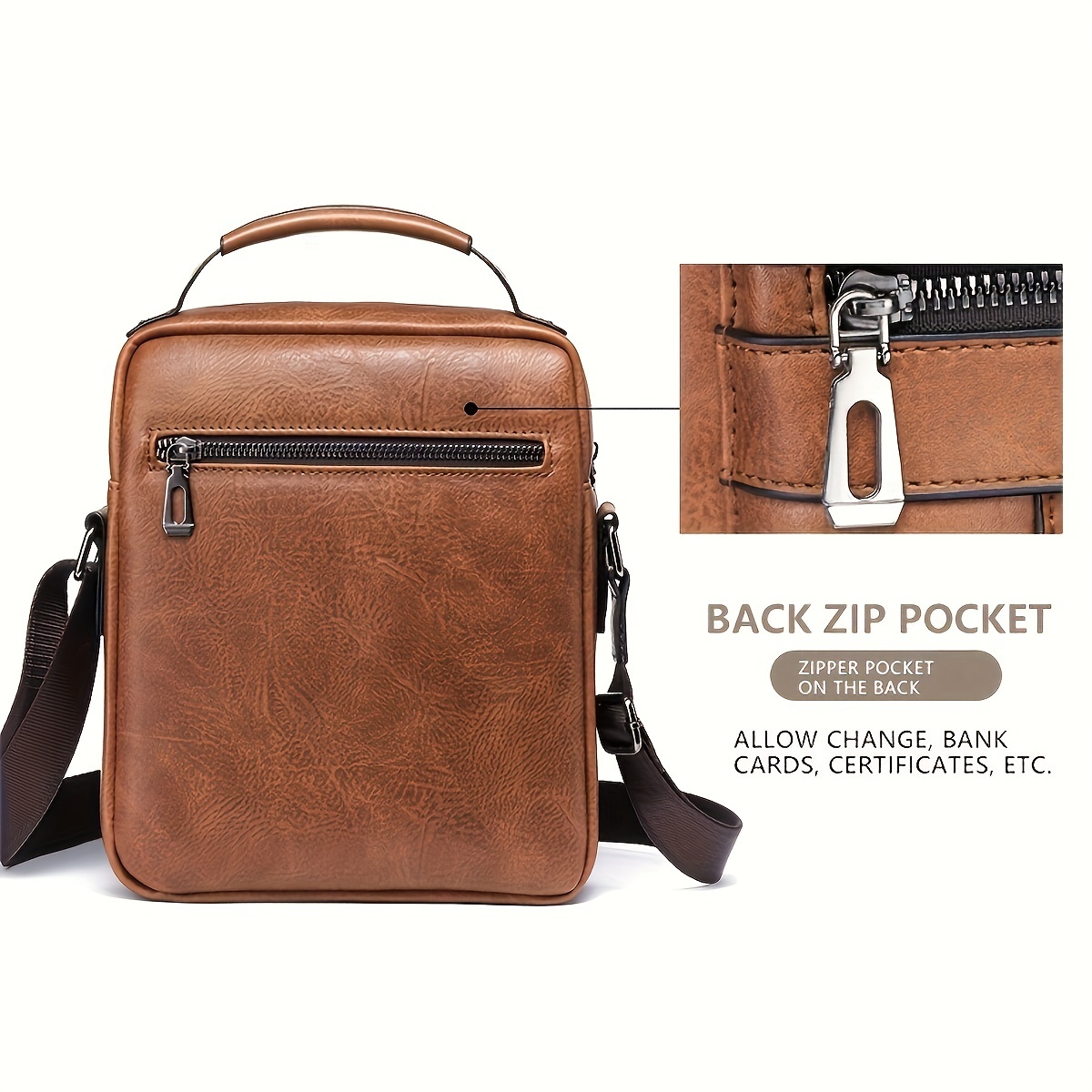 Men's New Shoulder Bag, Crossbody Bag For Men Messenger Bag Handbag, PU Leather Purse Messenger Crossbody Bags Casual New Product With Card Bag, PU Material With Card Holder Wallet - 图片 4