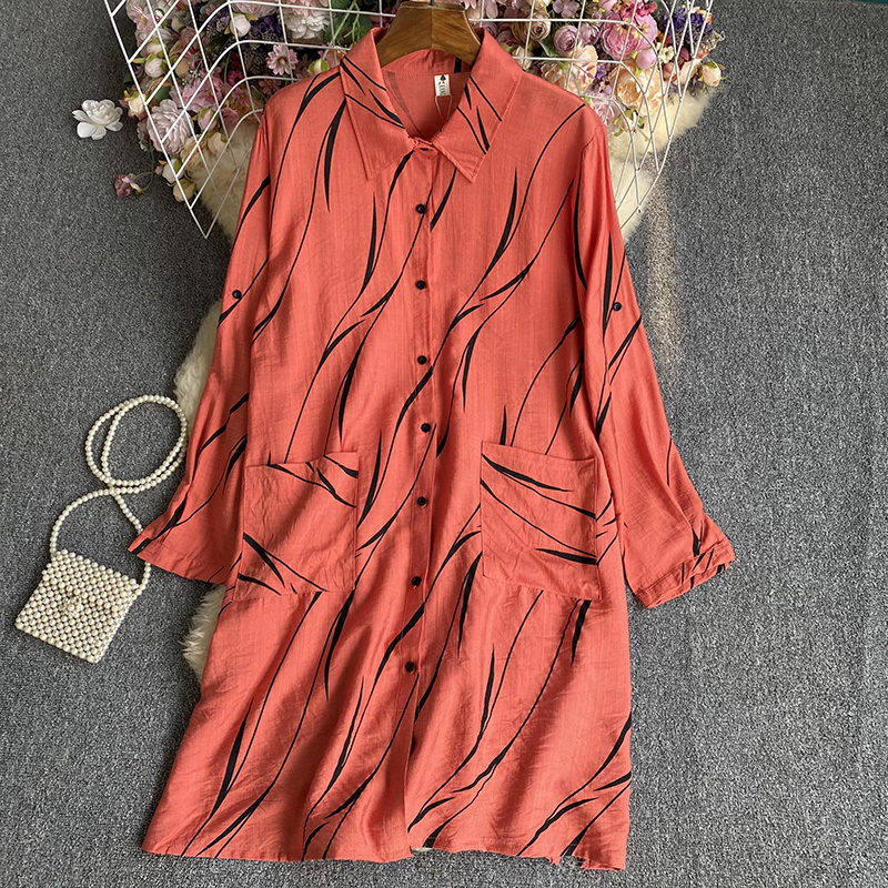 Women's Versatile Striped Long Sleeved Dress - 图片 9