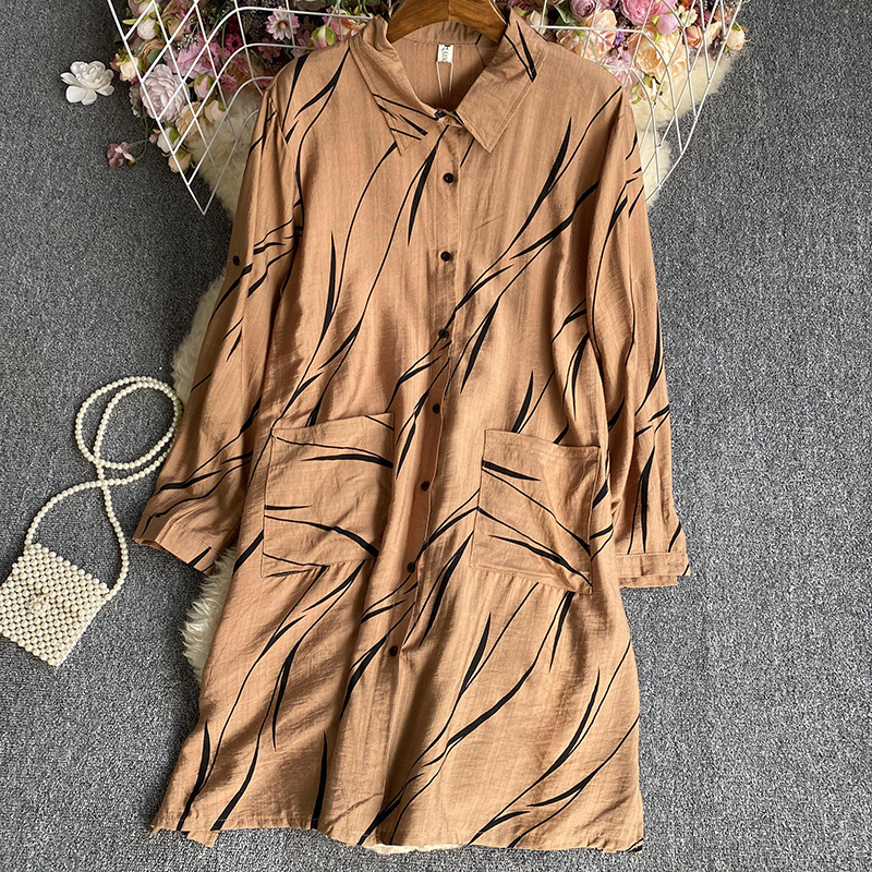 Women's Versatile Striped Long Sleeved Dress - 图片 3