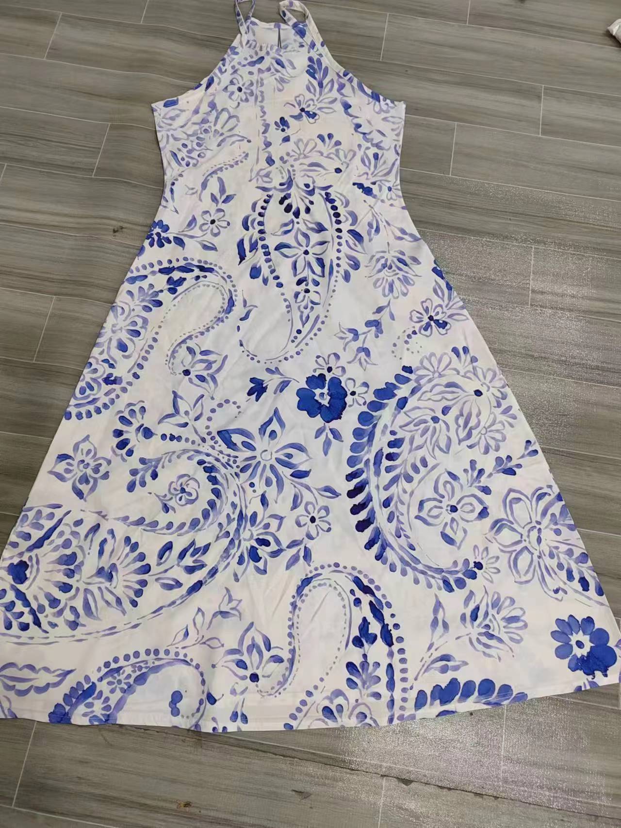 Sleeveless Female Dress Blue And White Porcelain - 图片 2