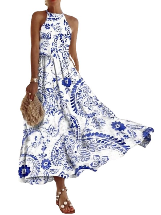 Sleeveless Female Dress Blue And White Porcelain - 图片 5