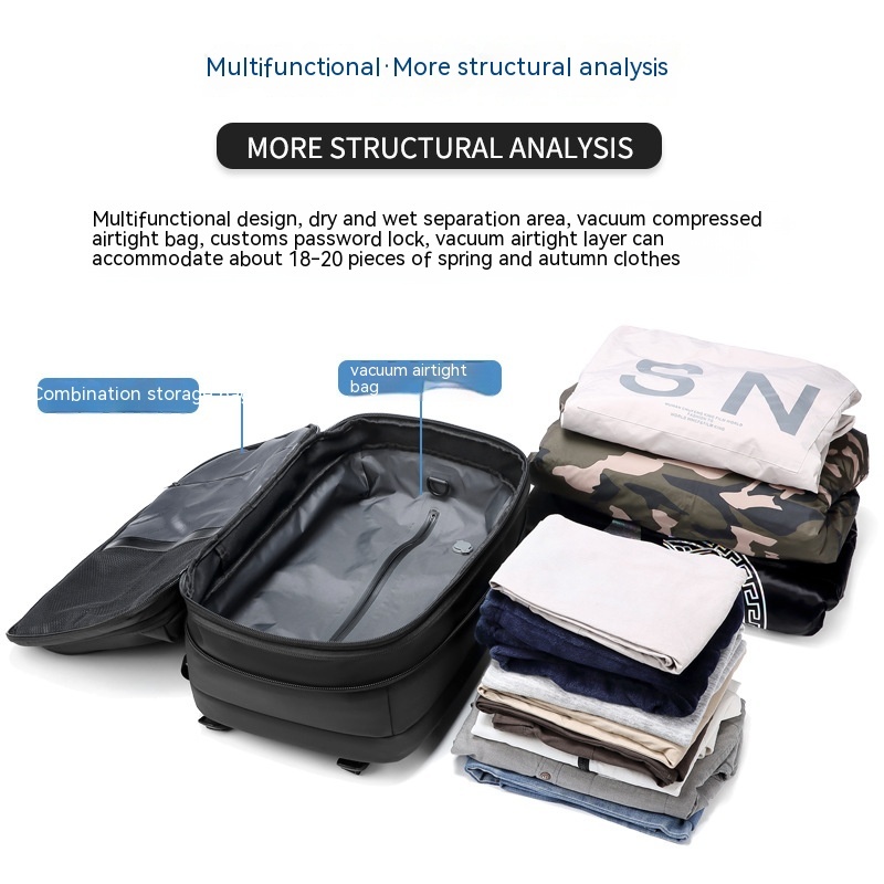 Travel Backpack Men's Business Multifunction Computer Bag Vacuum Compression Large-capacity Backpack - 图片 3