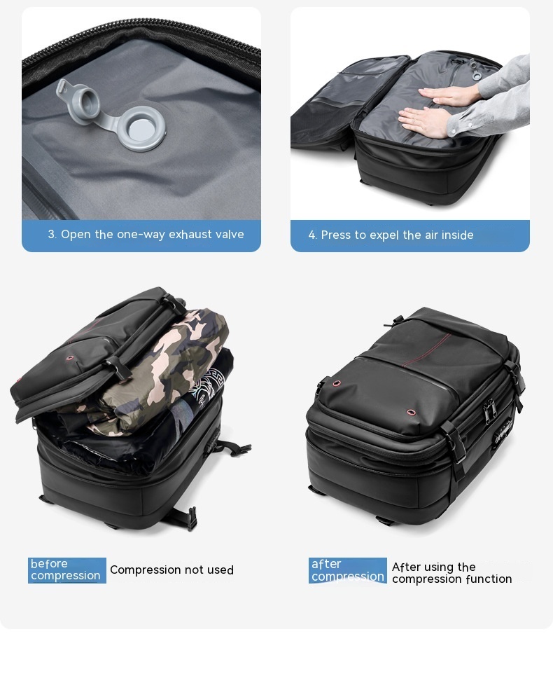 Travel Backpack Men's Business Multifunction Computer Bag Vacuum Compression Large-capacity Backpack - 图片 10