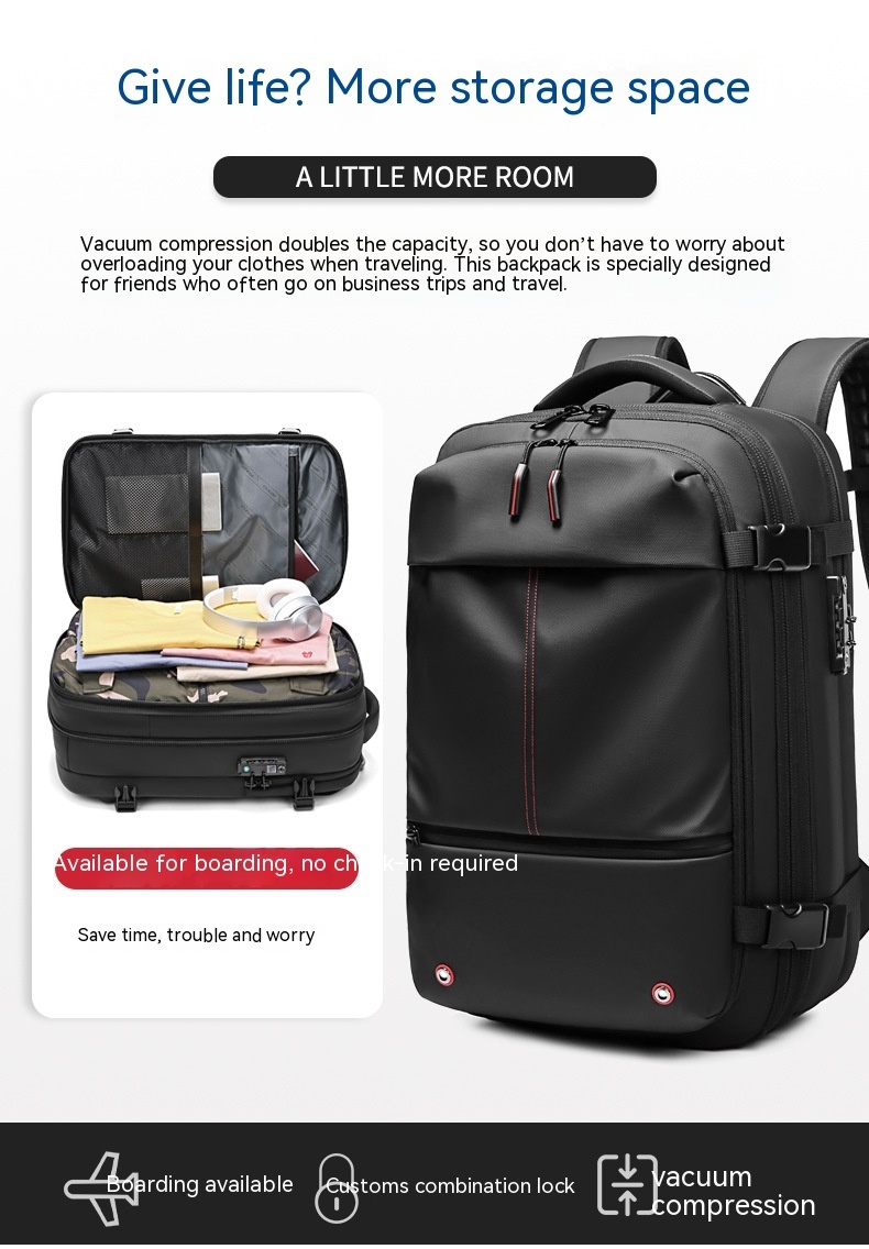 Travel Backpack Men's Business Multifunction Computer Bag Vacuum Compression Large-capacity Backpack - 图片 9