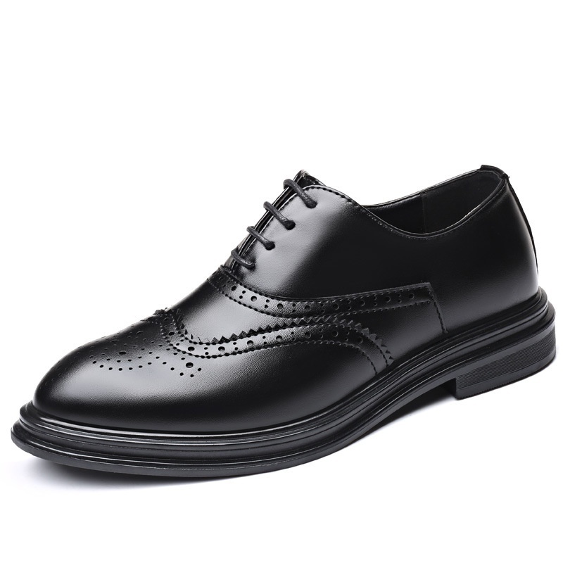 Autumn And Winter Brogue Men's Business Leather Shoes - 图片 7