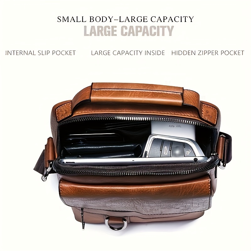 Men's New Shoulder Bag, Crossbody Bag For Men Messenger Bag Handbag, PU Leather Purse Messenger Crossbody Bags Casual New Product With Card Bag, PU Material With Card Holder Wallet - 图片 8