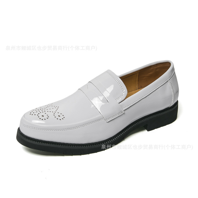 Autumn Men's Glossy Carved Leather Shoes - 图片 7