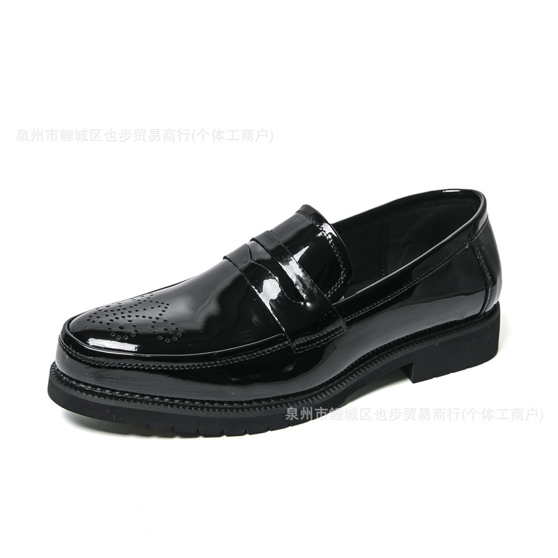 Autumn Men's Glossy Carved Leather Shoes - 图片 6